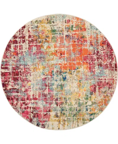 Nourison Home Celestial Ces13 5'3"x5'3" Round Area Rug In Pink,multi