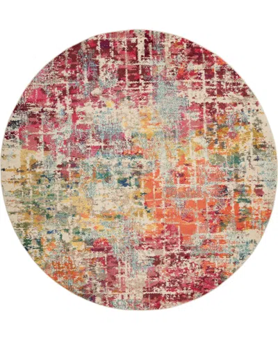 Nourison Home Celestial Ces13 7'10"x7'10" Round Area Rug In Pink,multi