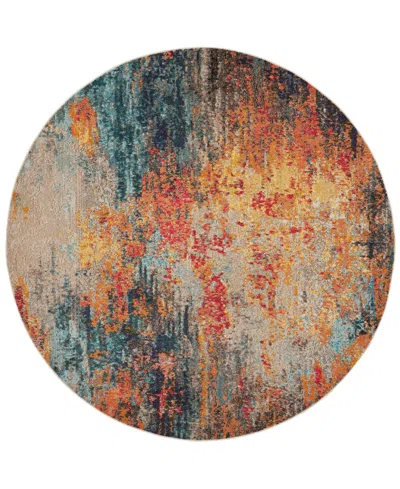 Nourison Home Celestial Ces09 7'10"x7'10" Round Area Rug In Blue