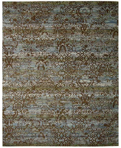 Nourison Home Closeout!  Rhapsody Rh009 Blue And Moss 5'6" X 8' Area Rug