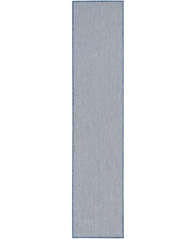 Nourison Home Courtyard Cou01 2'2"x10' Runner Area Rug In Ivory,blue