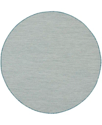 Nourison Home Courtyard Cou01 5'x5' Round Area Rug In Ivory,aqua