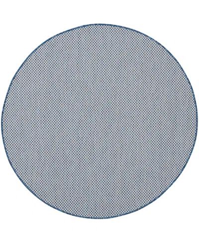Nourison Home Courtyard Cou01 5'x5' Round Area Rug In Ivory,blue