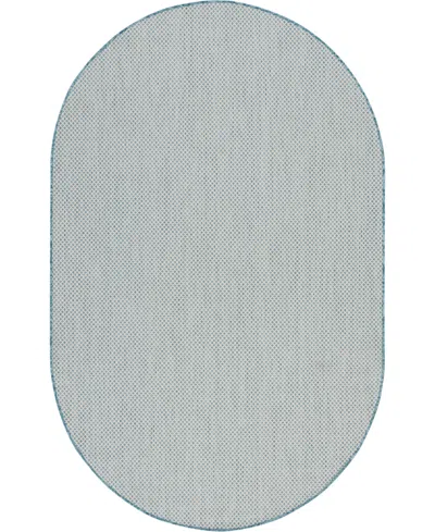 Nourison Home Courtyard Cou01 5'x8' Oval Area Rug In Ivory,aqua