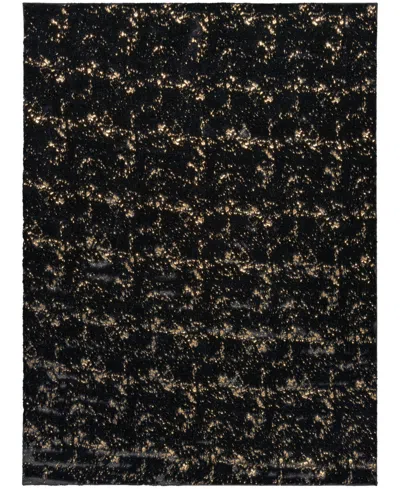 Nourison Home Cozy Shimmer Csh01 7'9x9'9 Area Rug In Black,gold