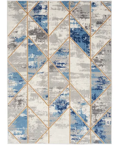 Nourison Home Elation Etn12 5'3"x7'3" Area Rug In Gray,blue