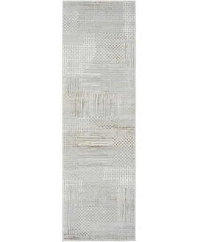 Nourison Home Glitz Glz09 2'3"x7'6" Runner Area Rug In Silver