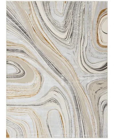 Nourison Home Glitz Glz21 7'10"x9'10" Area Rug In Gray,gold