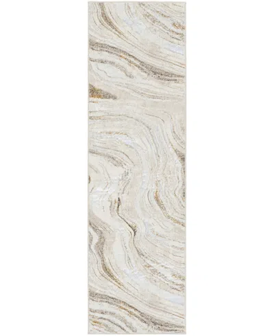 Nourison Home Glitz Glz22 2'3"x7'6" Runner Area Rug In Gray,gold
