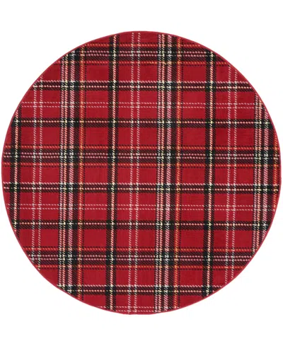 Nourison Home Grafix Grf03 5'3"x5'3" Round Area Rug In Red