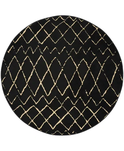 Nourison Home Grafix Grf04 5'3"x5'3" Round Area Rug In Black
