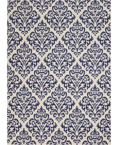 Nourison Home Grafix Grf06 5'3"x7'3" Area Rug In White,blue
