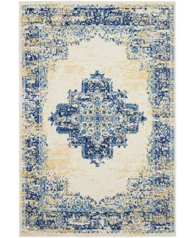 Nourison Home Grafix Grf14 3'9"x5'9" Area Rug In Blue,white