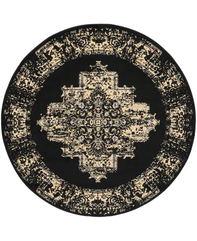 Nourison Home Grafix Grf14 5'3"x5'3" Round Area Rug In Black