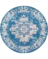 Nourison Home Grafix Grf14 5'3"x5'3" Round Area Rug In Blue