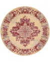 Nourison Home Grafix Grf14 5'3"x5'3" Round Area Rug In Cream,red