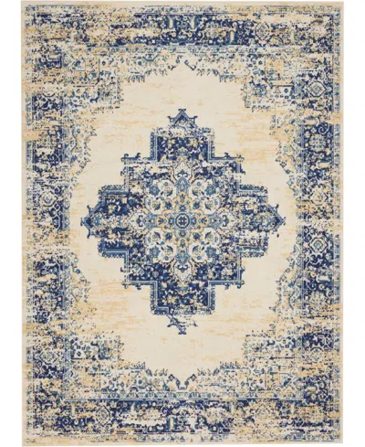 Nourison Home Grafix Grf14 5'3"x7'3" Area Rug In White,blue