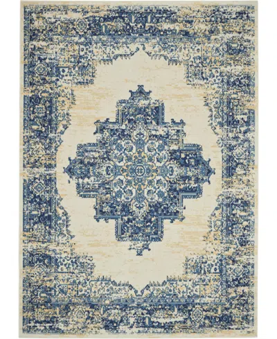 Nourison Home Grafix Grf14 7'10"x9'10" Area Rug In White,blue