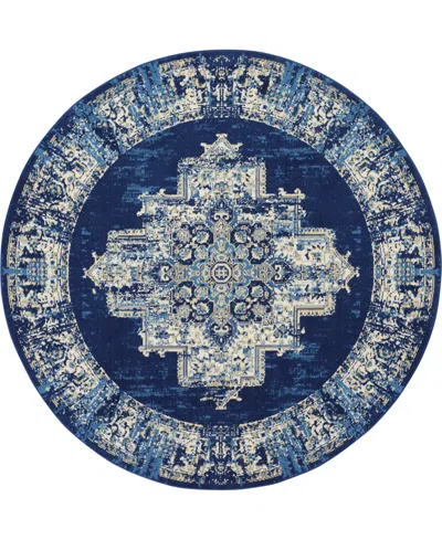 Nourison Home Grafix Grf14 8'x8' Round Area Rug In Blue