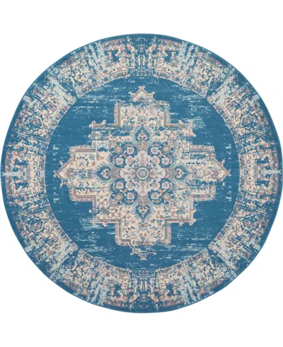 Nourison Home Grafix Grf14 8'x8' Round Area Rug In Blue