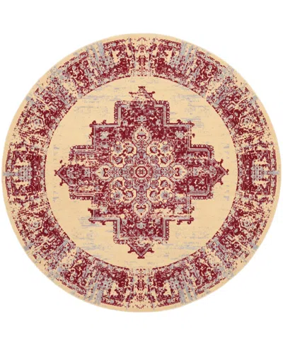 Nourison Home Grafix Grf14 8'x8' Round Area Rug In Cream,red