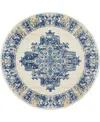 Nourison Home Grafix Grf14 8'x8' Round Area Rug In White,blue