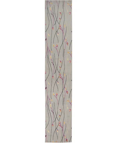 Nourison Home Grafix Grf15 2'3"x10' Runner Area Rug In Gray