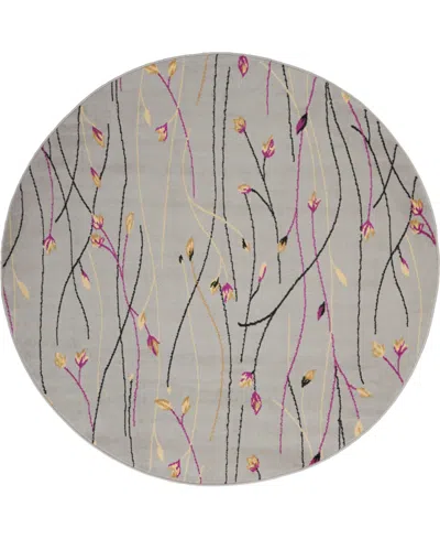 Nourison Home Grafix Grf15 5'3"x5'3" Round Area Rug In Gray