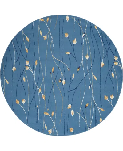 Nourison Home Grafix Grf15 5'3"x5'3" Round Area Rug In Mist