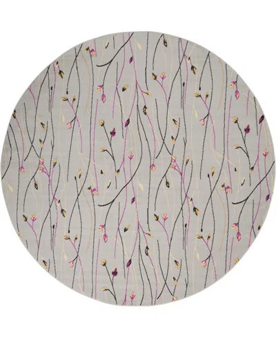 Nourison Home Grafix Grf15 8'x8' Round Area Rug In Gray