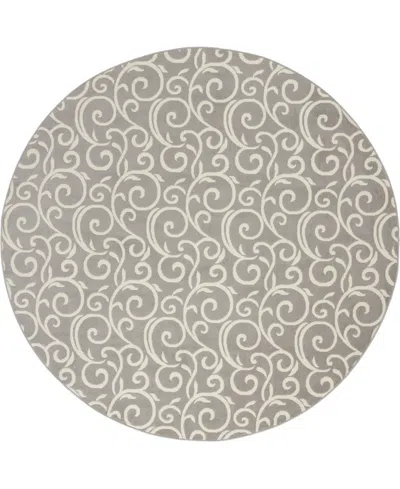 Nourison Home Grafix Grf19 8'x8' Round Area Rug In Gray