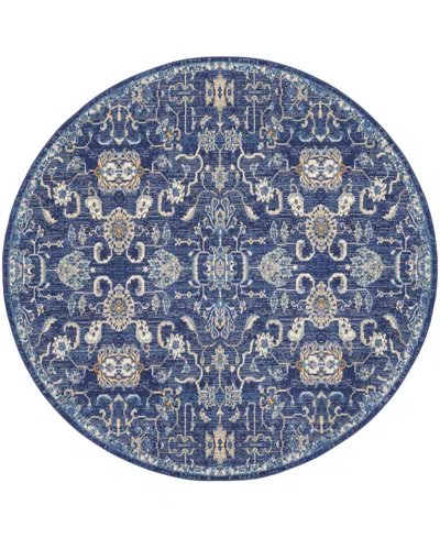 Nourison Home Grafix Grf24 8'x8' Round Area Rug In Navy