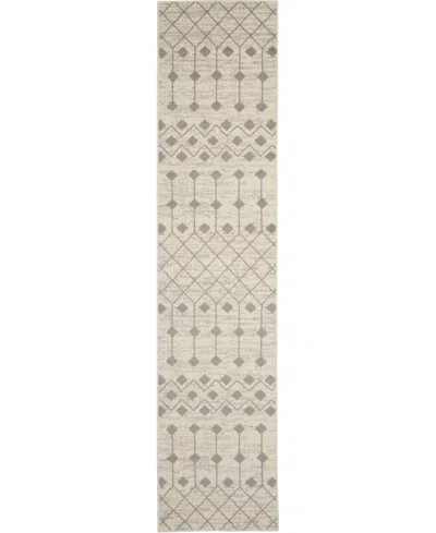Nourison Home Grafix Grf37 2'3"x12' Runner Area Rug In Ivory,gray