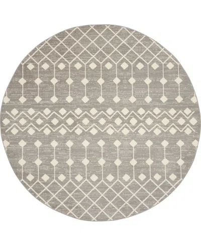 Nourison Home Grafix Grf37 5'3"x5'3" Round Area Rug In Gray