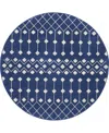 Nourison Home Grafix Grf37 5'3"x5'3" Round Area Rug In Navy