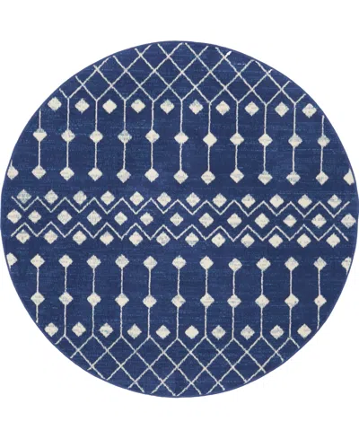Nourison Home Grafix Grf37 5'3"x5'3" Round Area Rug In Navy