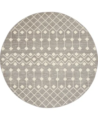 Nourison Home Grafix Grf37 8'x8' Round Area Rug In Gray