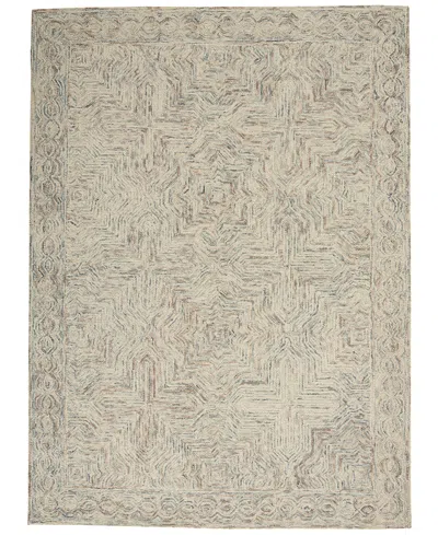 Nourison Home Interlock Itl03 3'9"x5'9" Area Rug In Blue,ivory
