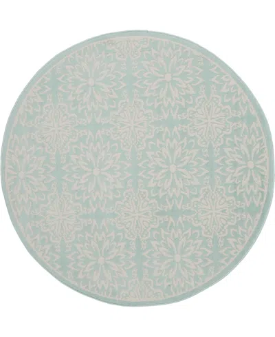 Nourison Home Jubilant Jub06 5'3"x5'3" Round Area Rug In Ivory,aqua
