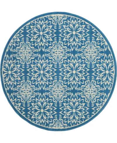 Nourison Home Jubilant Jub06 5'3"x5'3" Round Area Rug In Ivory,blue