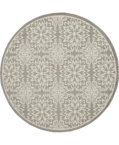Nourison Home Jubilant Jub06 5'3"x5'3" Round Area Rug In Ivory,gray