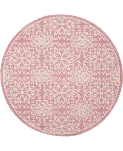 Nourison Home Jubilant Jub06 5'3"x5'3" Round Area Rug In Ivory,pink