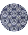 Nourison Home Jubilant Jub06 5'3"x5'3" Round Area Rug In Navy,ivory