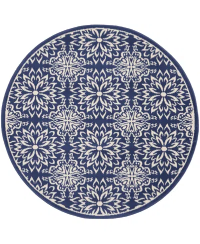 Nourison Home Jubilant Jub06 5'3"x5'3" Round Area Rug In Navy,ivory
