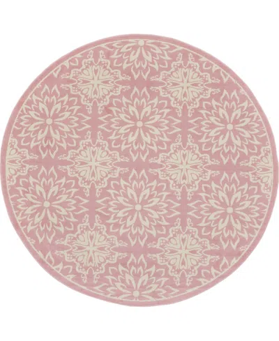 Nourison Home Jubilant Jub06 8'x8' Round Area Rug In Ivory,pink