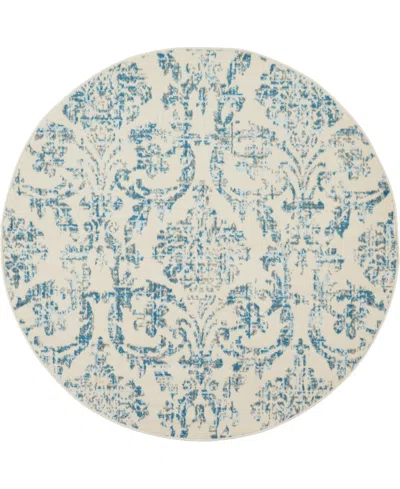 Nourison Home Jubilant Jub09 5'3"x5'3" Round Area Rug In Ivory,blue