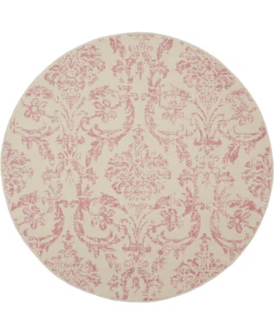 Nourison Home Jubilant Jub09 5'3"x5'3" Round Area Rug In Ivory,pink