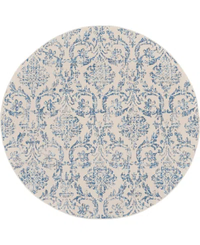 Nourison Home Jubilant Jub09 8'x8' Round Area Rug In Ivory,blue