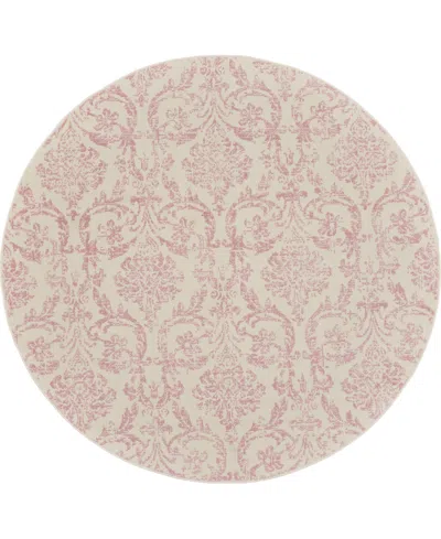 Nourison Home Jubilant Jub09 8'x8' Round Area Rug In Ivory,pink