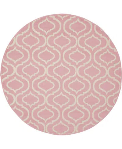 Nourison Home Jubilant Jub19 5'3"x5'3" Round Area Rug In Pink